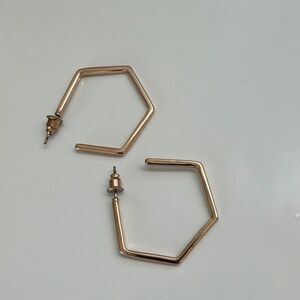 Gold Hexagon Hoop Earrings